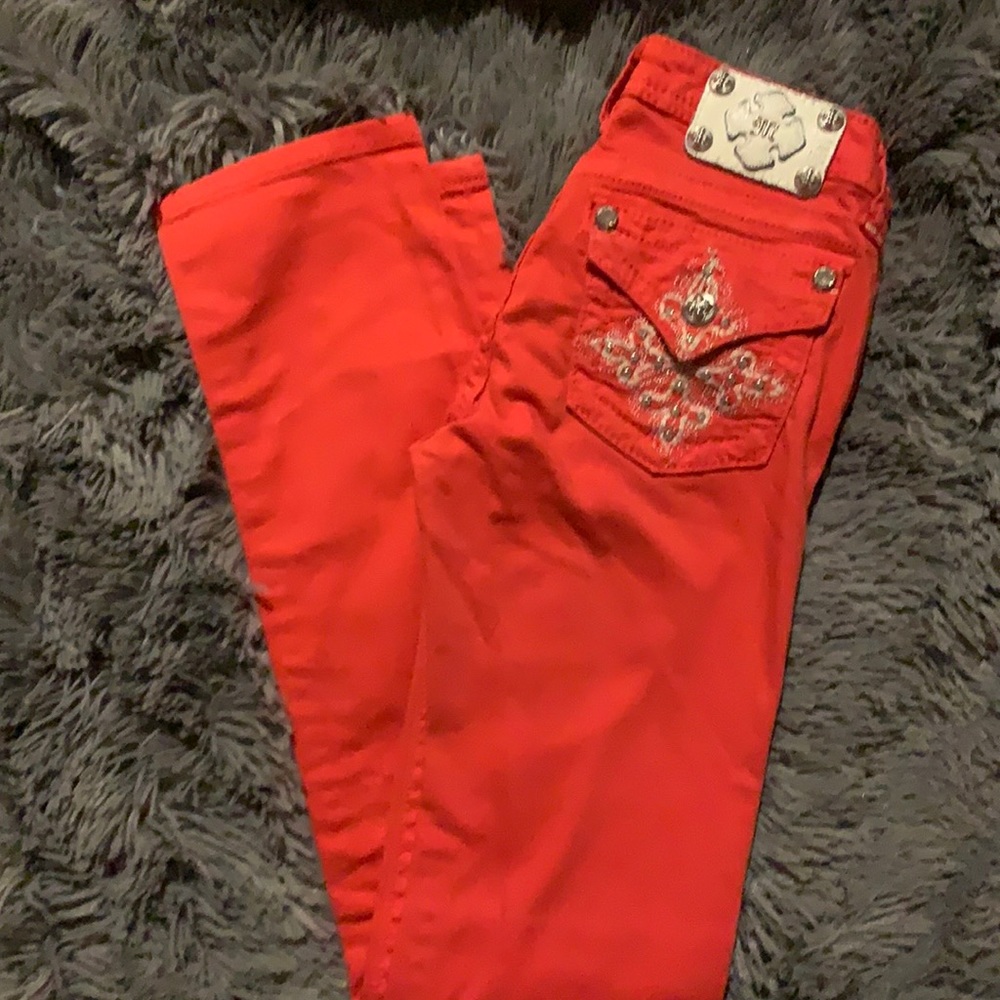NWOT Girls red Miss Me skinny pants. Size 14